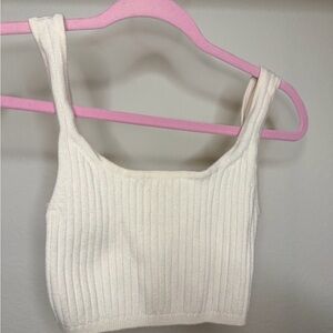 Wilfred Cream Ribbed Crop Top